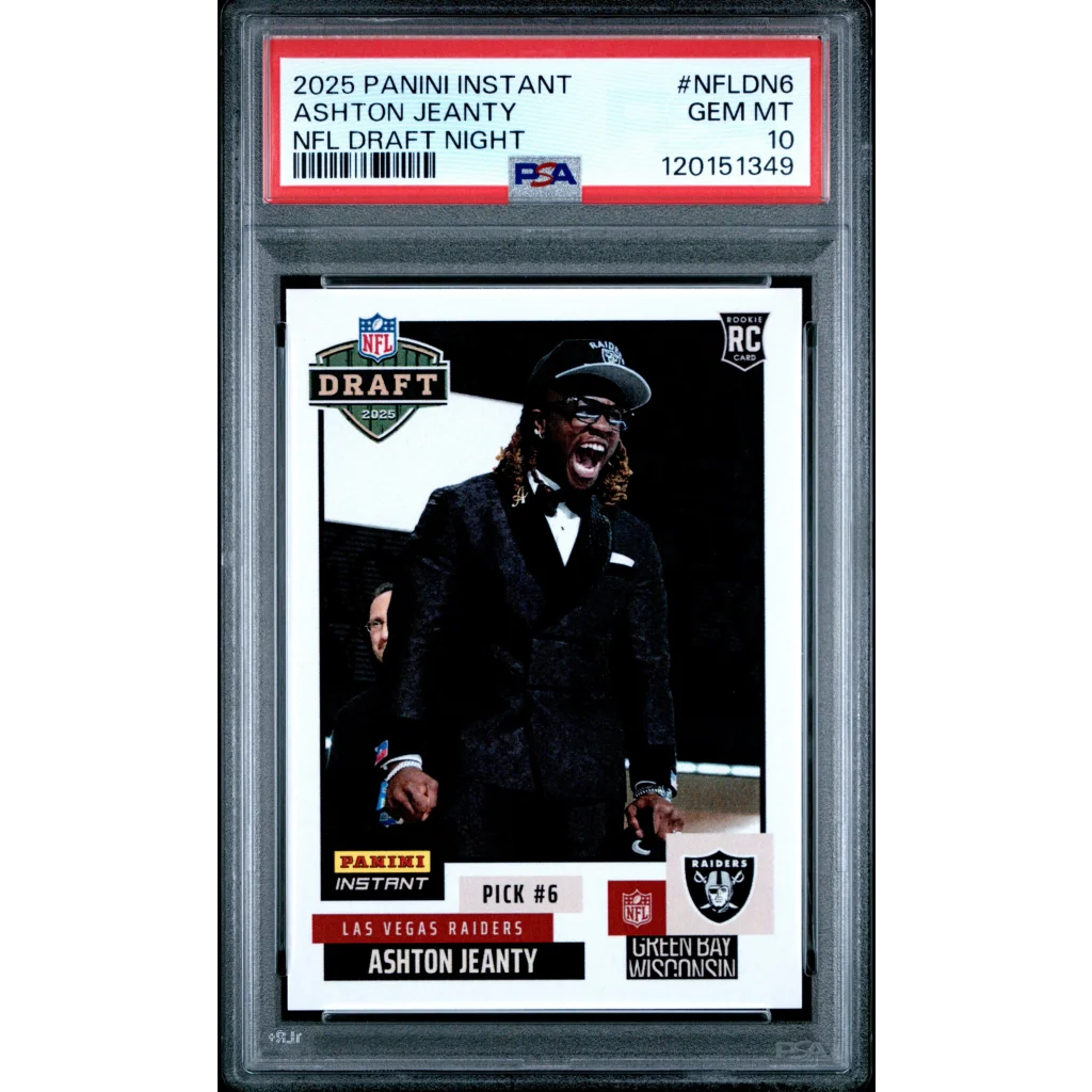 Graded 2025 Panini Instant Ashton Jeanty #NFLDN6 NFL Draft Night Rookie RC Football Card PSA 10 Gem Mint