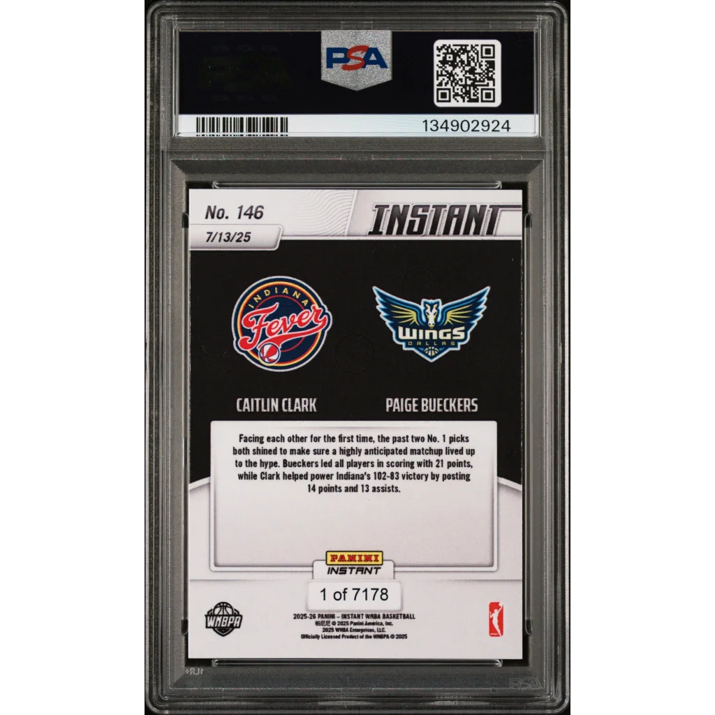 Graded 2025 Panini Instant Caitlin Clark Paige Bueckers #146 Basketball Card PSA 10 Gem Mint | PSA 10 Gem Mint Graded Basketball Card | vintageantiquesgifts.com