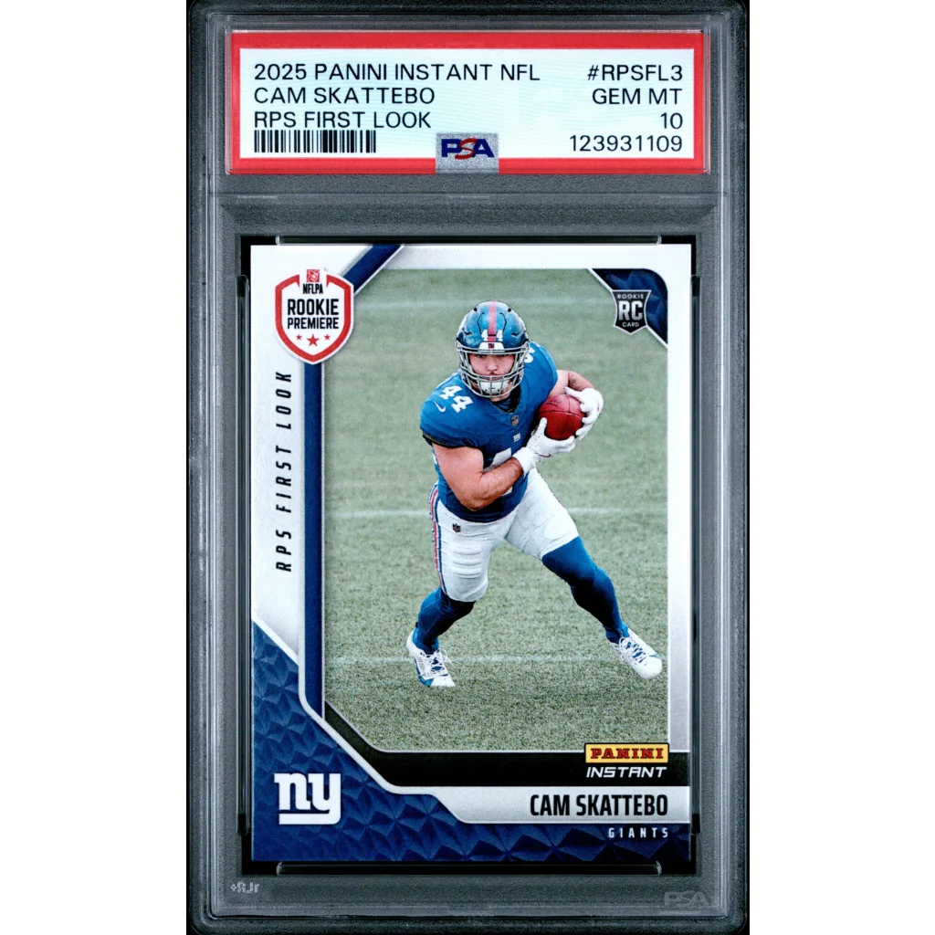 Graded PSA 10 2025 Panini Instant Cam Skattebo Giants RPS Rookie Card