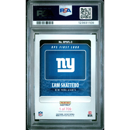 Graded PSA 10 2025 Panini Instant Cam Skattebo RPS Rookie Giants RC Card