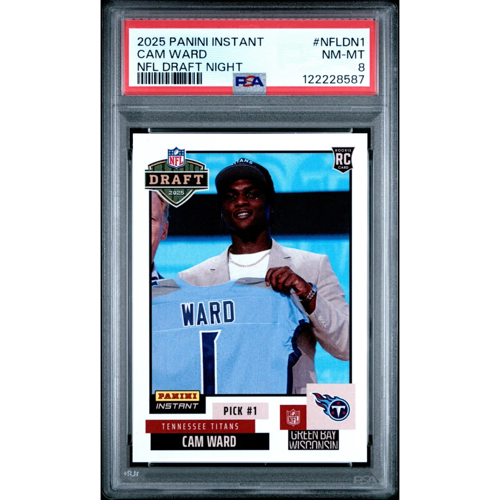 Graded 2025 Panini Instant Cam Ward #NFLDN1 NFL Draft Night Rookie RC Football Card PSA 8 Near Mint | Hall of Fame Sports Memorabilia | vintageantiquesgifts.com