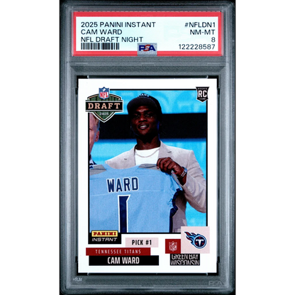 Graded 2025 Panini Instant Cam Ward #NFLDN1 NFL Draft Night Rookie RC Football Card PSA 8 Near Mint | Hall of Fame Sports Memorabilia | vintageantiquesgifts.com