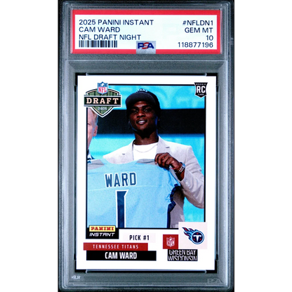 Graded 2025 Panini Instant Cam Ward #NFLDN1 NFL Draft Night Rookie RC Football Card PSA 10 Gem Mint | Hall of Fame Sports Memorabilia | vintageantiquesgifts.com