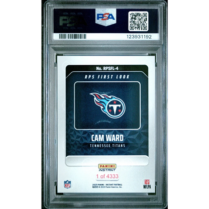 PSA 10 Graded 2025 Panini Instant Cam Ward Rookie RC Titans Football Card