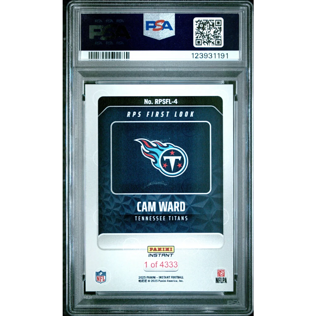Graded 2025 Panini Instant Cam Ward #RPSFL4 RPS First Look Rookie RC Football Card PSA 9 Mint | PSA 9 Mint Graded Rookie Card | vintageantiquesgifts.com