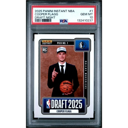 Graded 2025 Panini Instant Cooper Flagg #1 Draft Night Rookie RC Basketball Card PSA 10 Gem Mint | Hall of Fame Sports Memorabilia | vintageantiquesgifts.com