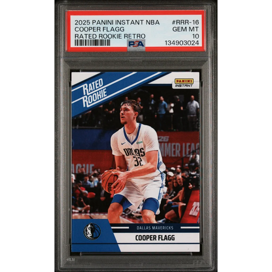 Graded 2025 Panini Instant Cooper Flagg #RRR16 Rated Rookie Retro Rookie RC Basketball Card PSA 10 Gem Mint | Hall of Fame Sports Memorabilia | vintageantiquesgifts.com