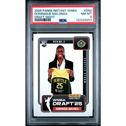 Graded 2025 Panini Instant Dominque Malonga #DN2 Draft Night Rookie RC Basketball Card PSA 8 Near Mint | Hall of Fame Sports Memorabilia | vintageantiquesgifts.com