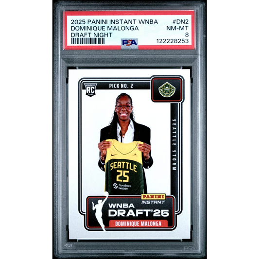Graded 2025 Panini Instant Dominque Malonga #DN2 Draft Night Rookie RC Basketball Card PSA 8 Near Mint | Hall of Fame Sports Memorabilia | vintageantiquesgifts.com