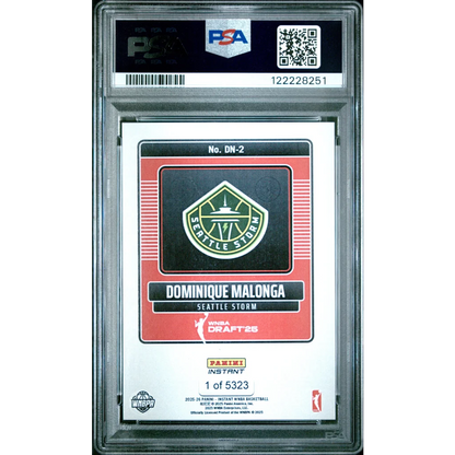 Graded PSA 9 2025 Panini Instant Dominique Malonga DN2 rookie card