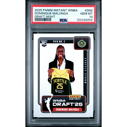 Graded 2025 Panini Instant Dominque Malonga #DN2 Draft Night Rookie RC Basketball Card PSA 10 Gem Mint | Hall of Fame Sports Memorabilia | vintageantiquesgifts.com