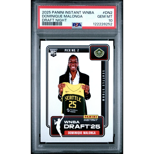 Graded 2025 Panini Instant Dominque Malonga #DN2 Draft Night Rookie RC Basketball Card PSA 10 Gem Mint | Hall of Fame Sports Memorabilia | vintageantiquesgifts.com