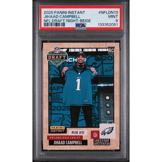 Graded PSA 9 Mint 2025 Panini Instant Jihaad Campbell Eagles RC /25