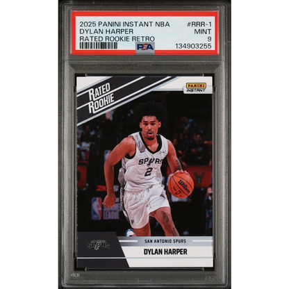 Graded PSA 9 2025 Panini Instant Dylan Harper Spurs Rated Rookie Retro Card