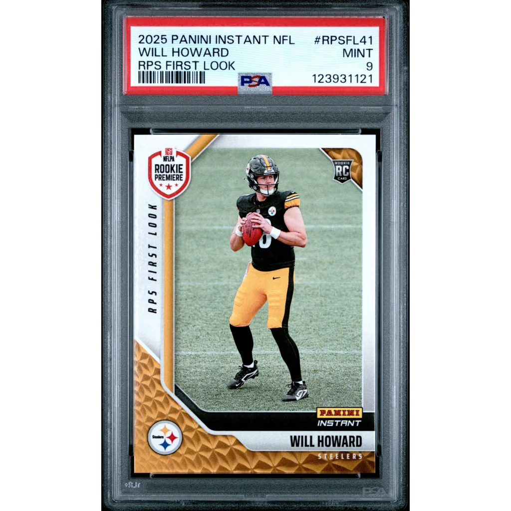 Graded 2025 Panini Instant Will Howard #RPSFL41 RPS First Look Rookie RC Football Card PSA 9 Mint