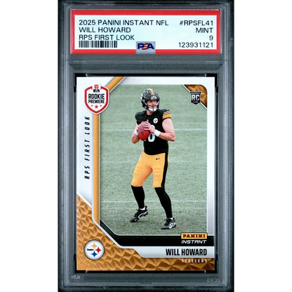 Graded 2025 Panini Instant Will Howard #RPSFL41 RPS First Look Rookie RC Football Card PSA 9 Mint