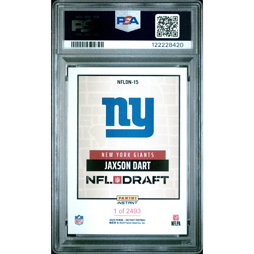 Graded 2025 Panini Instant Jaxson Dart #NFLDN15 NFL Draft Night Rookie RC Football Card PSA 10 Gem Mint | PSA 10 Gem Mint Graded Rookie Card | vintageantiquesgifts.com