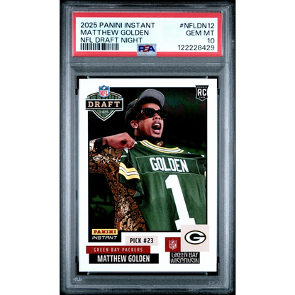 Graded 2025 Panini Instant Matthew Golden #NFLDN12 NFL Draft Night Rookie RC Football Card PSA 10 Gem Mint