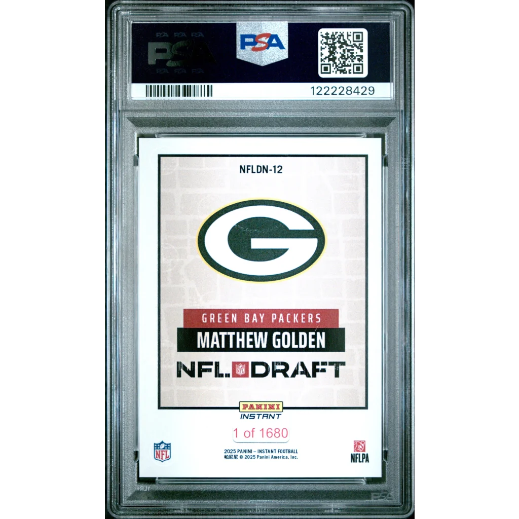 Graded 2025 Panini Instant Matthew Golden #NFLDN12 NFL Draft Night Rookie RC Football Card PSA 10 Gem Mint