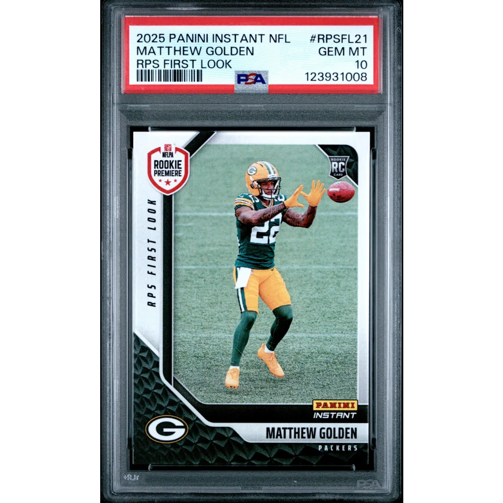 Graded 2025 Panini Instant Matthew Golden #RPSFL21 RPS First Look Rookie RC Football Card PSA 10 Gem Mint | Hall of Fame Sports Memorabilia | vintageantiquesgifts.com