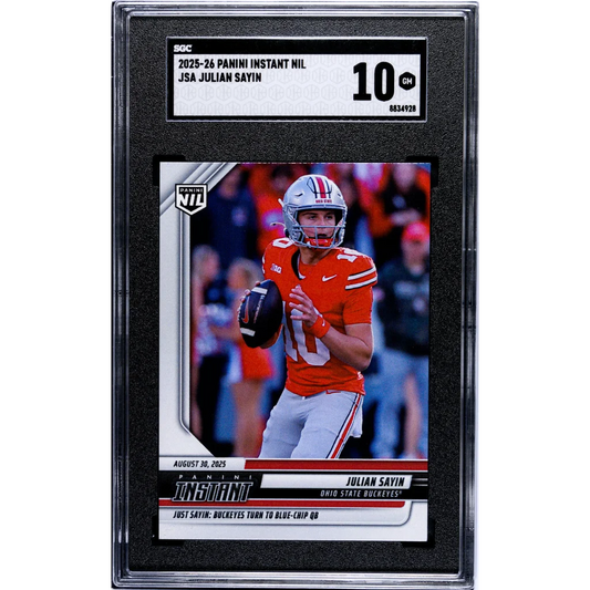 Graded 2025 Panini Instant NIL Julian Sayin #JSA Rookie RC Football Card SGC 10 Gem Mint | Hall of Fame Sports Memorabilia | vintageantiquesgifts.com