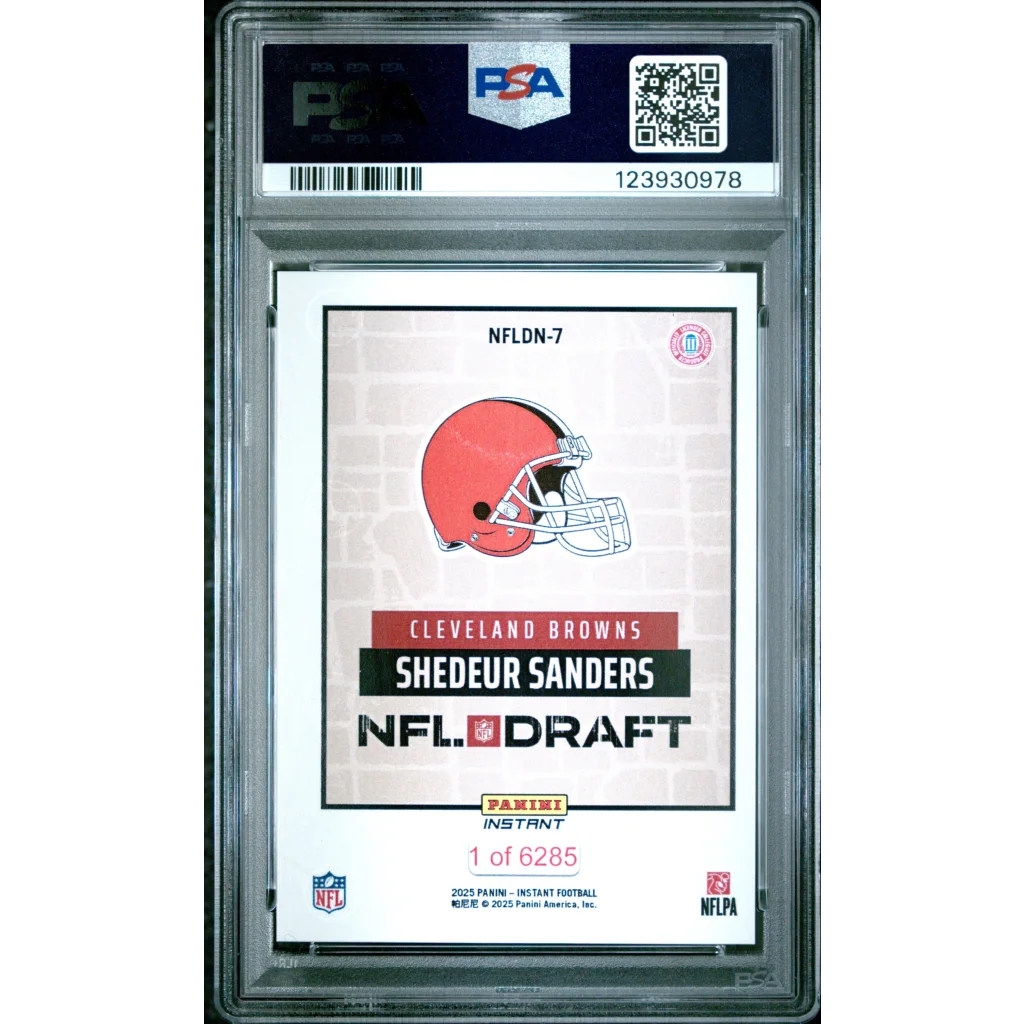 Graded 2025 Panini Instant Shedeur Sanders #NFLDN7 Draft Night Rookie RC Football Card PSA 9 Mint