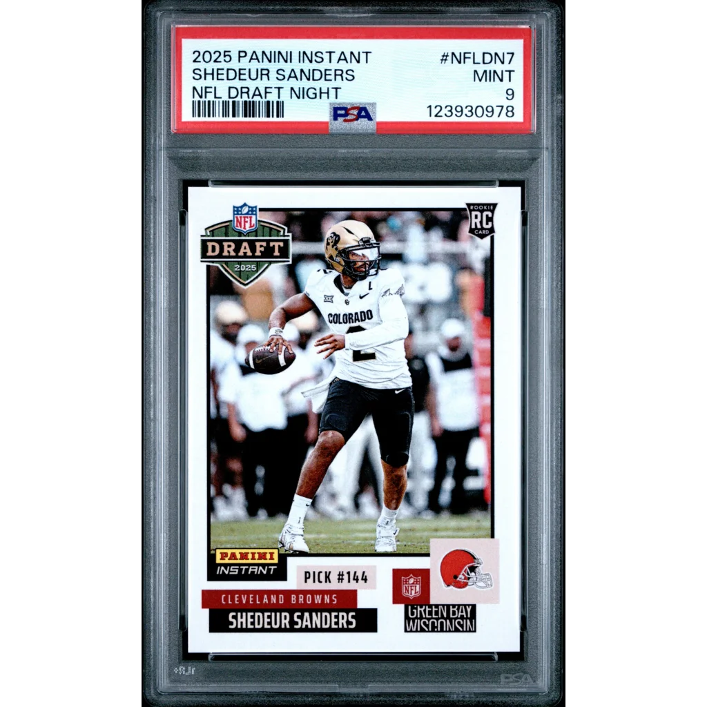 Graded 2025 Panini Instant Shedeur Sanders #NFLDN7 Draft Night Rookie RC Football Card PSA 9 Mint
