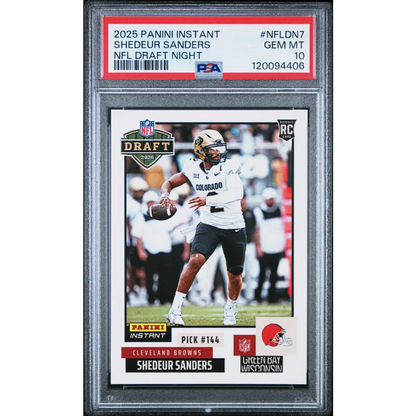 Graded PSA 10 2025 Panini Instant Shedeur Sanders NFL Draft Night RC card