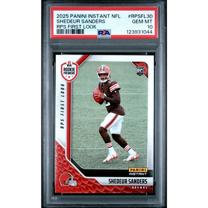 Graded 2025 Panini Instant Shedeur Sanders #RPSFL30 RPS First Look Rookie RC Football Card PSA 10 Gem Mint | Hall of Fame Sports Memorabilia | vintageantiquesgifts.com