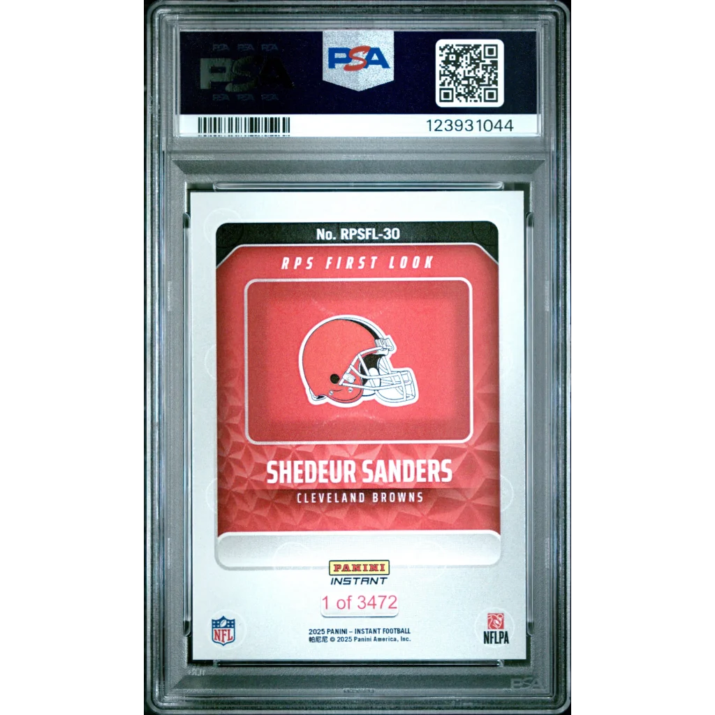 Graded 2025 Panini Instant Shedeur Sanders #RPSFL30 RPS First Look Rookie RC Football Card PSA 10 Gem Mint | PSA 10 Gem Mint Graded Rookie Card | vintageantiquesgifts.com
