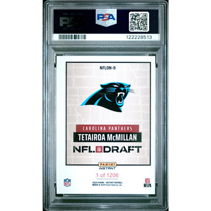 Graded 2025 Panini Instant Tetairoa McMillan #NFLDN9 NFL Draft Night Rookie RC Football Card PSA 9 Mint | PSA 9 Mint Graded Rookie Card | vintageantiquesgifts.com
