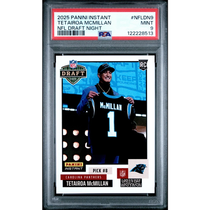 Graded 2025 Panini Instant Tetairoa McMillan #NFLDN9 NFL Draft Night Rookie RC Football Card PSA 9 Mint | Hall of Fame Sports Memorabilia | vintageantiquesgifts.com