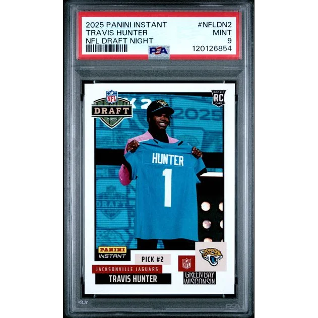 Graded 2025 Panini Instant Travis Hunter #NFLDN2 NFL Draft Night Rookie RC Football Card PSA 9 Mint | Hall of Fame Sports Memorabilia | vintageantiquesgifts.com
