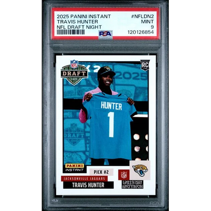 Graded 2025 Panini Instant Travis Hunter #NFLDN2 NFL Draft Night Rookie RC Football Card PSA 9 Mint | Hall of Fame Sports Memorabilia | vintageantiquesgifts.com