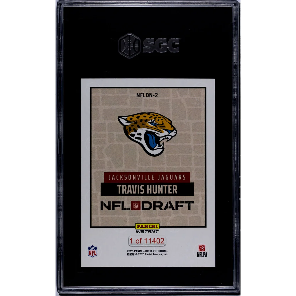 Graded 2025 Panini Instant Travis Hunter #NFLDN2 NFL Draft Night Rookie RC Football Card SGC 10 Gem Mint | SGC 10 Gem Mint Graded Rookie Card | vintageantiquesgifts.com