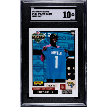 Graded 2025 Panini Instant Travis Hunter #NFLDN2 NFL Draft Night Rookie RC Football Card SGC 10 Gem Mint | Hall of Fame Sports Memorabilia | vintageantiquesgifts.com