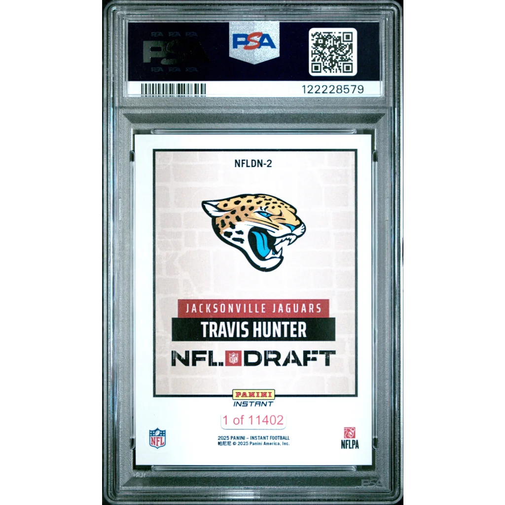 Graded 2025 Panini Instant Travis Hunter #NFLDN2 NFL Draft Night Rookie RC Football Card PSA 8 Near Mint | PSA 8 NM-MT Graded Rookie Card | vintageantiquesgifts.com