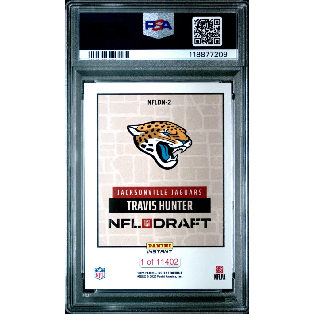 Graded 2025 Panini Instant Travis Hunter #NFLDN2 NFL Draft Night Rookie RC Football Card PSA 10 Gem Mint | PSA 10 Gem Mint Graded Rookie Card | vintageantiquesgifts.com