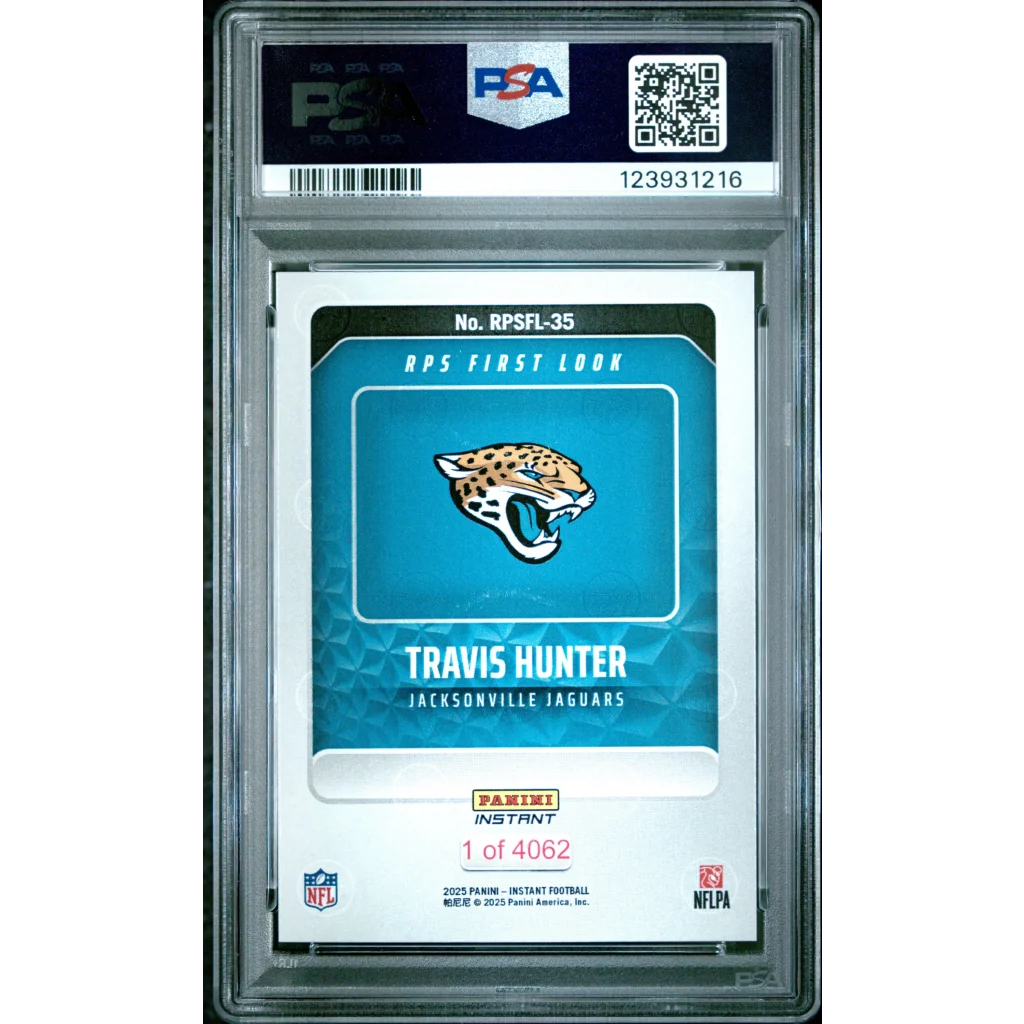 Graded 2025 Panini Instant Travis Hunter #RPSFL35 RPS First Look Rookie RC Football Card PSA 10 Gem Mint | PSA 10 Gem Mint Graded Rookie Card | vintageantiquesgifts.com
