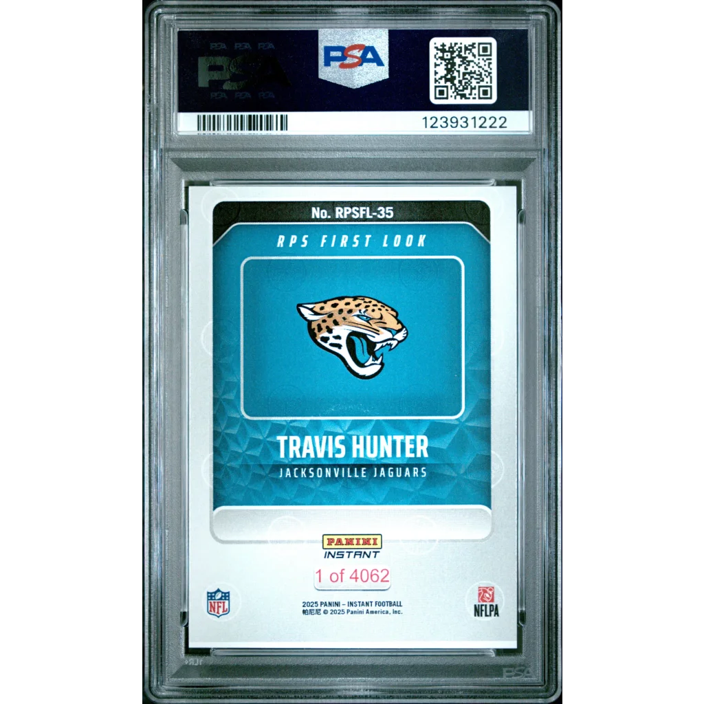 PSA 8 graded Travis Hunter rookie card, Jacksonville Jaguars, 1/4062