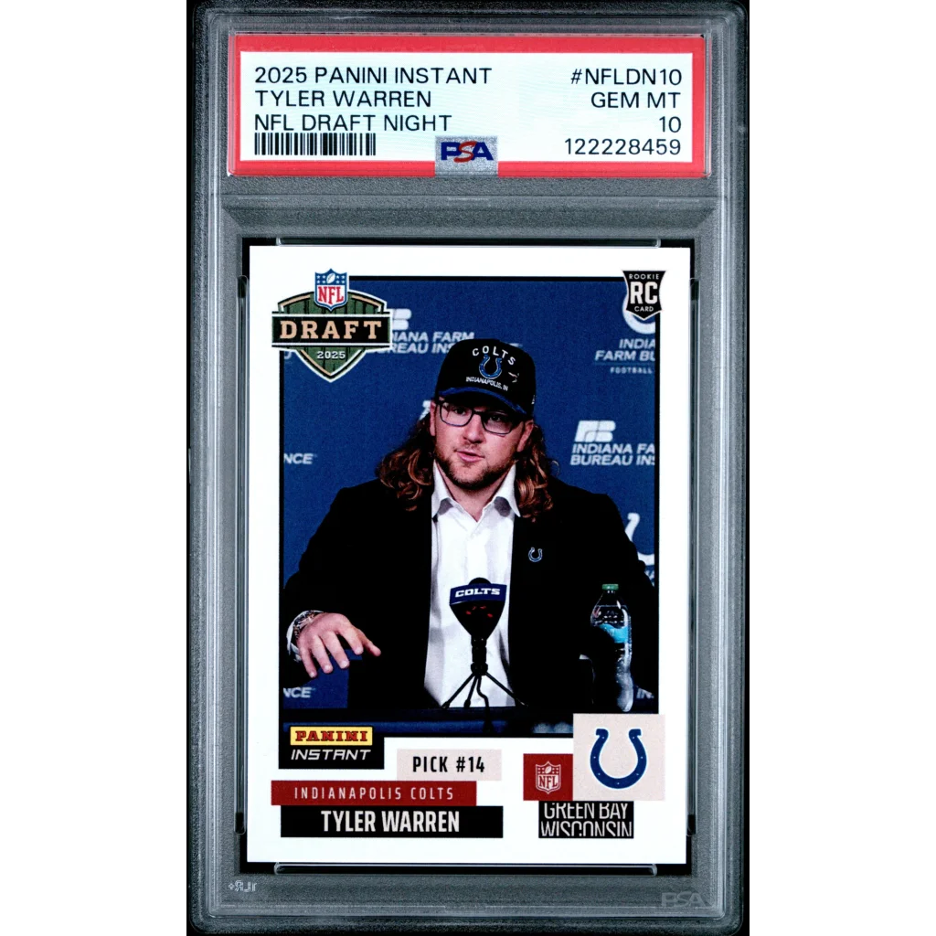 Graded 2025 Panini Instant Tyler Warren #NFLDN10 NFL Draft Night Rookie RC Football Card PSA 10 Gem Mint | Hall of Fame Sports Memorabilia | vintageantiquesgifts.com
