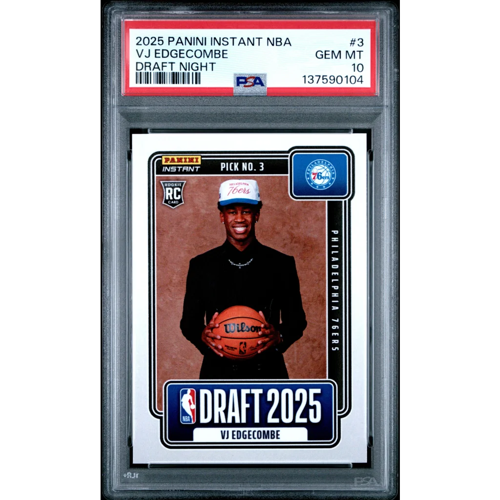 Graded 2025 Panini Instant VJ Edgecombe #3 Draft Night Rookie RC Basketball Card PSA 10 Gem Mint | Hall of Fame Sports Memorabilia | vintageantiquesgifts.com
