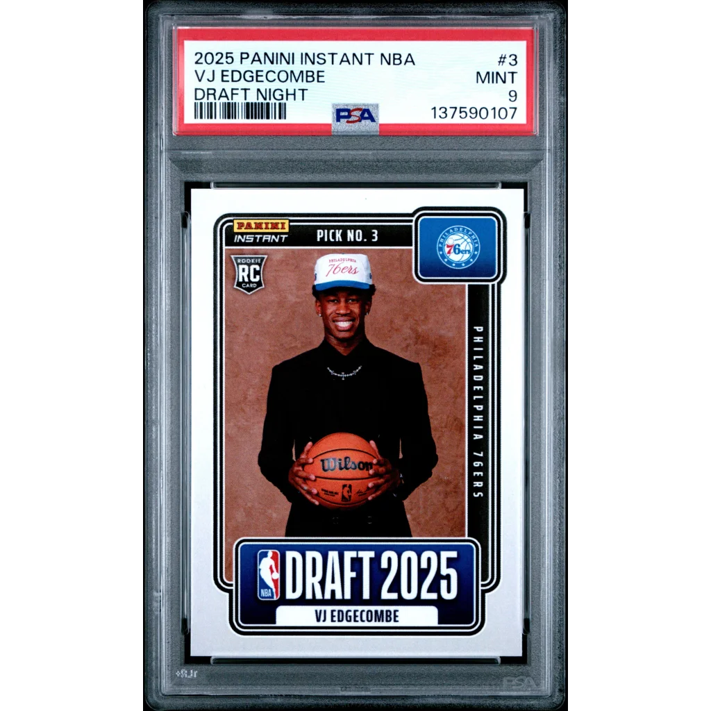 Graded 2025 Panini Instant VJ Edgecombe #3 Draft Night Rookie RC Basketball Card PSA 9 Mint | Hall of Fame Sports Memorabilia | vintageantiquesgifts.com