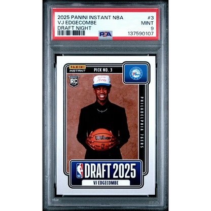 Graded 2025 Panini Instant VJ Edgecombe #3 Draft Night Rookie RC Basketball Card PSA 9 Mint | Hall of Fame Sports Memorabilia | vintageantiquesgifts.com