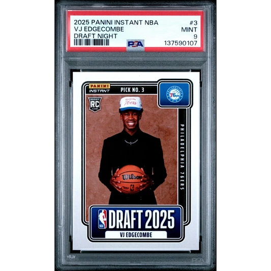 Graded 2025 Panini Instant VJ Edgecombe #3 Draft Night Rookie RC Basketball Card PSA 9 Mint | Hall of Fame Sports Memorabilia | vintageantiquesgifts.com