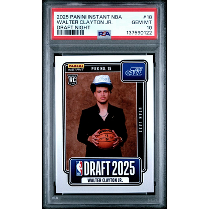 Graded PSA 10 2025 Panini Instant Walter Clayton Jr. #18 Draft Night Rookie Card
