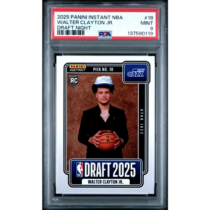 Graded 2025 Panini Instant Walter Clayton Jr. #18 Draft Night Rookie RC Basketball Card PSA 9 Mint | Hall of Fame Sports Memorabilia | vintageantiquesgifts.com