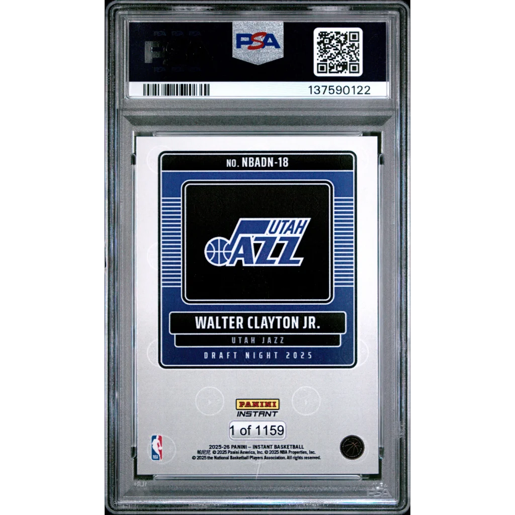 Graded PSA 10 2025 Panini Instant Walter Clayton Jr. Utah Jazz rookie card