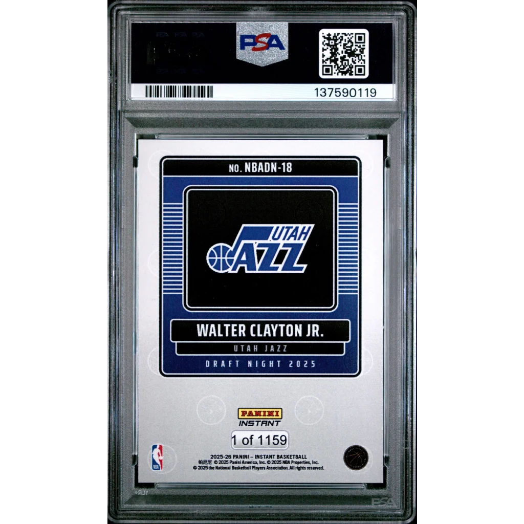 Graded 2025 Panini Instant Walter Clayton Jr. #18 Draft Night Rookie RC Basketball Card PSA 9 Mint | PSA 9 Mint Graded Rookie Card | vintageantiquesgifts.com