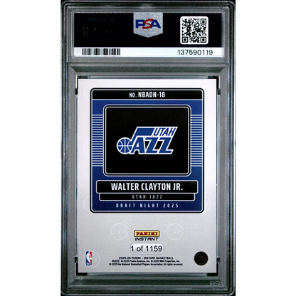 Graded 2025 Panini Instant Walter Clayton Jr. #18 Draft Night Rookie RC Basketball Card PSA 9 Mint | PSA 9 Mint Graded Rookie Card | vintageantiquesgifts.com